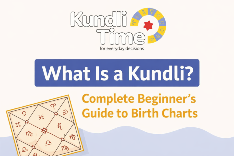 Kundli Time Logo and Birth Chart with Text – What Is a Kundli? Complete Beginner’s Guide to Birth Charts
